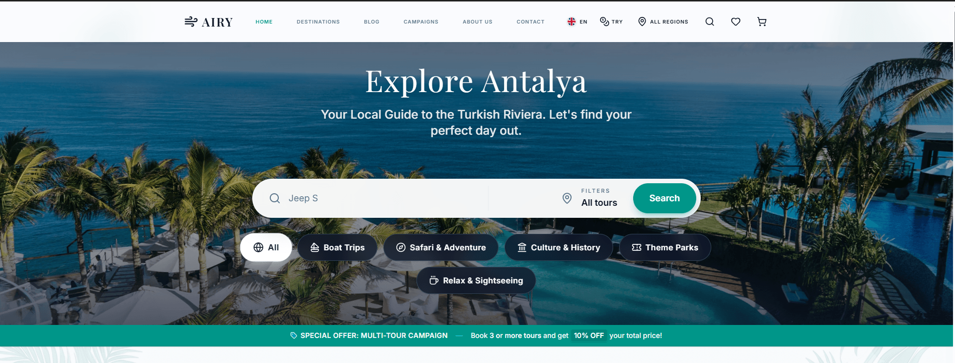 Airy Antalya keşif ana sayfası